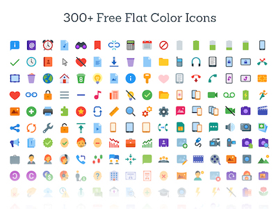 300+ Flat Color Icons