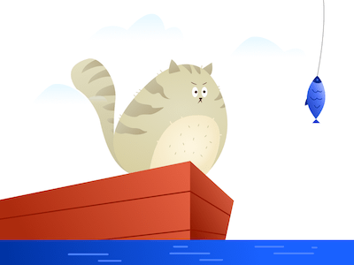 Cat and Fish Illustration