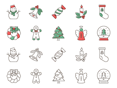 20 Christmas Outline Icons