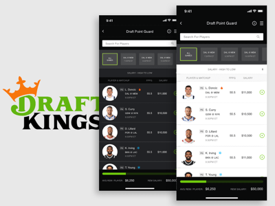 DraftKings Fantasy Sports Screen