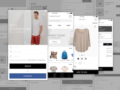 Ecommerce App - Wireframe and UI Kit