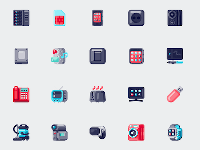 Colorful Electronics Icon Set