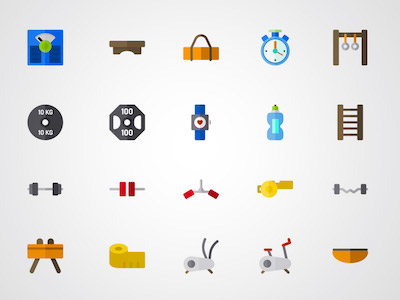 Colorful Fitness Equipment Icons