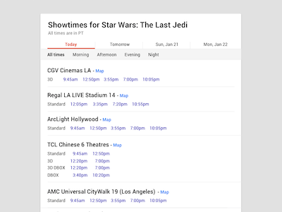 Google Movie Search Results