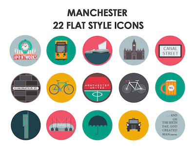 22 Manchester Flat Icons