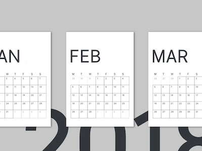 2018 Minimal Calendar