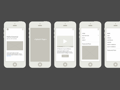 Travellist Wireframe Mocks