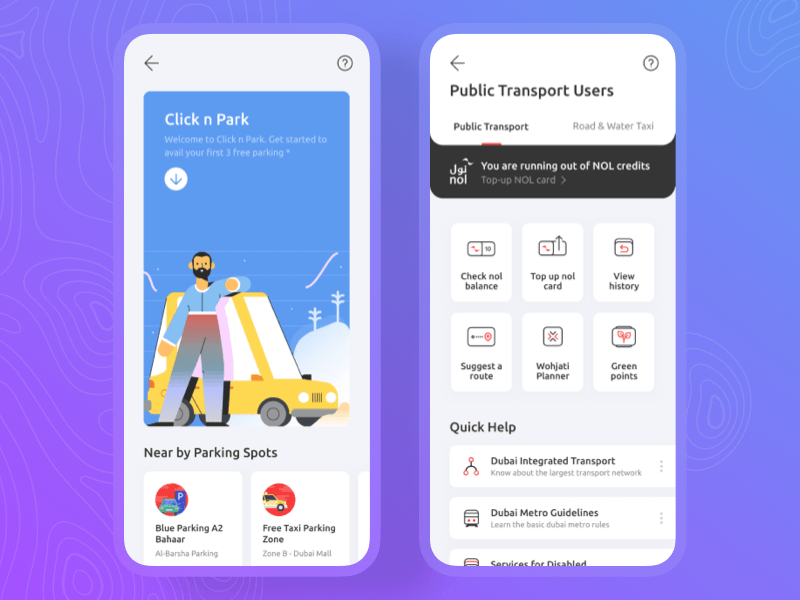 Transport and Parking App Concept
