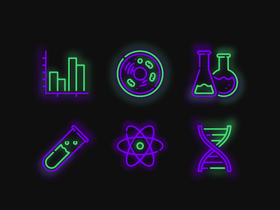 6 Neon Science Icons