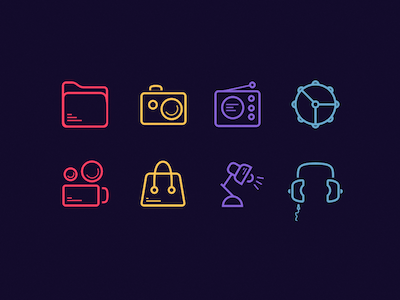 Set of 30 Colorful Line Icons