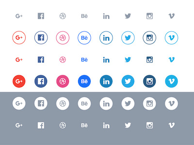 Flat Social Icons Set
