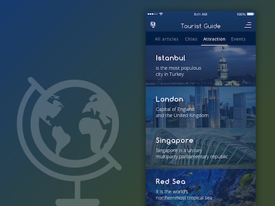 Tourist Guide App View