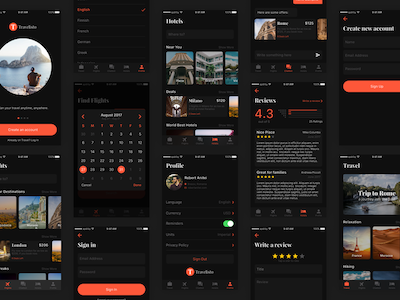 Travelisto UI Kit - Dark Theme