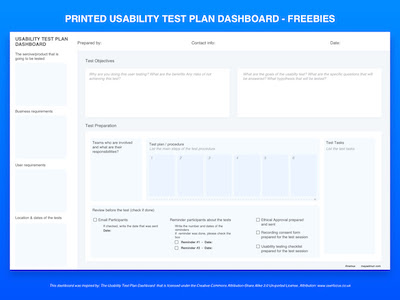 Usability Test Plan Dashboard