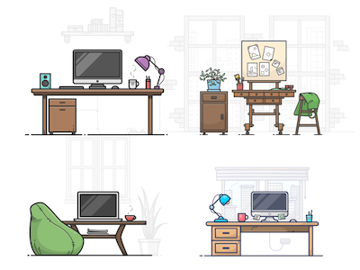 4 Workspace Illustrations 