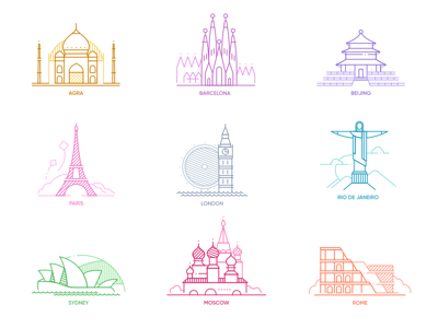 World Cities Icons Set