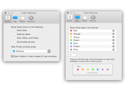 Yosemite Finder Preferences Window