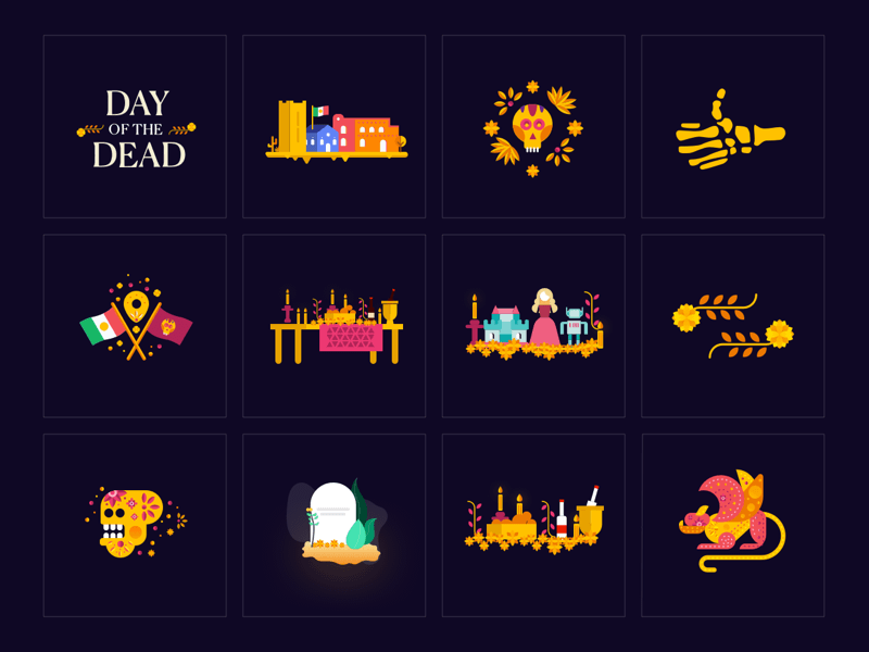 12 Illustrations for Day of the Dead