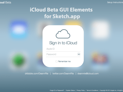 iCloud Beta GUI elements